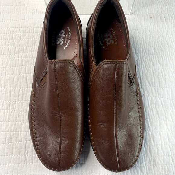 SAS Womens Tripad Comfort Leather Slip-On Casual Shoes 7.5W Brown - Picture 9 of 10